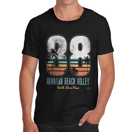 Funny Mens T Shirts Hawaiian Beach Volley Men's T-Shirt Large Black