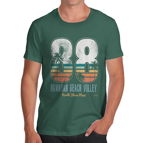 Mens T-Shirt Funny Geek Nerd Hilarious Joke Hawaiian Beach Volley Men's T-Shirt Large Bottle Green