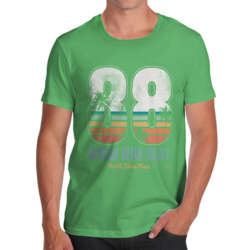 Novelty Tshirts Men Hawaiian Beach Volley Men's T-Shirt X-Large Green