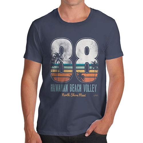 Funny T-Shirts For Guys Hawaiian Beach Volley Men's T-Shirt X-Large Navy