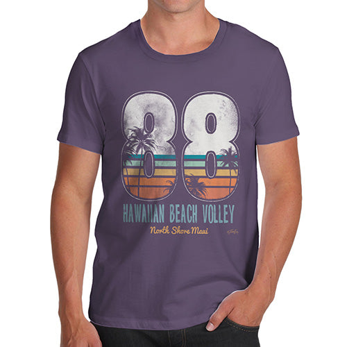 Funny T-Shirts For Men Sarcasm Hawaiian Beach Volley Men's T-Shirt Small Plum