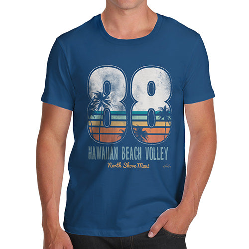 Mens Novelty T Shirt Christmas Hawaiian Beach Volley Men's T-Shirt Medium Royal Blue