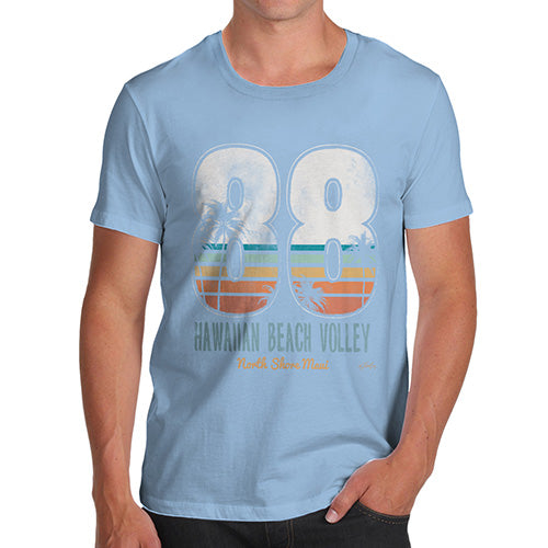 Funny Mens T Shirts Hawaiian Beach Volley Men's T-Shirt Small Sky Blue