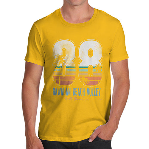 Funny T Shirts For Men Hawaiian Beach Volley Men's T-Shirt Small Yellow
