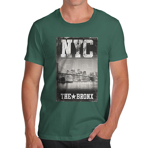 Funny Mens T Shirts NYC 85 The Bronx Men's T-Shirt Large Bottle Green