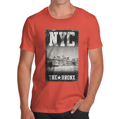 Funny Mens Tshirts NYC 85 The Bronx Men's T-Shirt Medium Orange