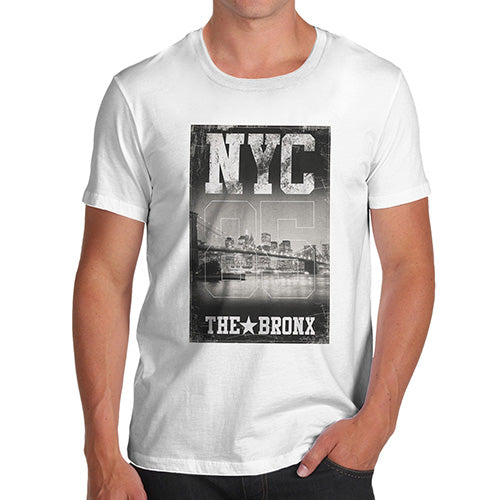 Novelty Tshirts Men Funny NYC 85 The Bronx Men's T-Shirt Medium White