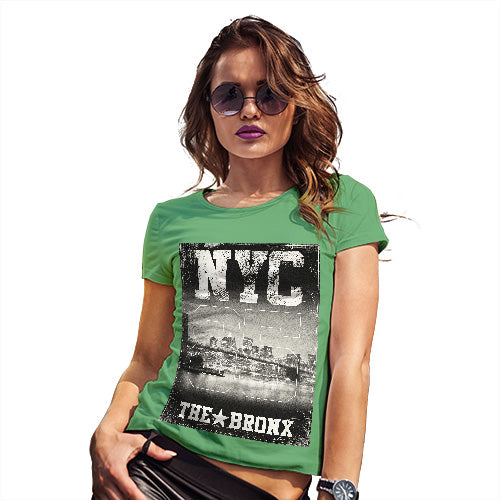 Novelty Tshirts Women NYC 85 The Bronx Women's T-Shirt X-Large Green