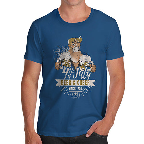 Funny Mens Tshirts 4th July Beer And Cheer Men's T-Shirt X-Large Royal Blue