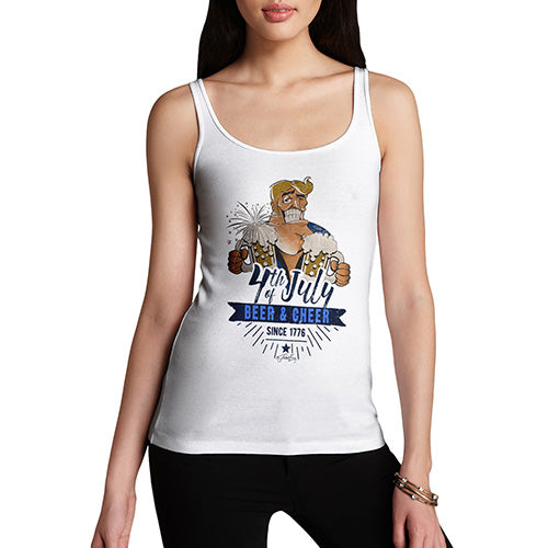 Funny Tank Top For Mum 4th July Beer And Cheer Women's Tank Top X-Large White