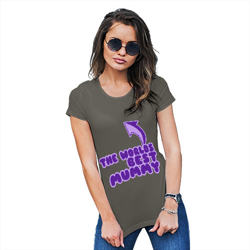 Funny T Shirts For Mum World's Best Mummy Women's T-Shirt X-Large Khaki