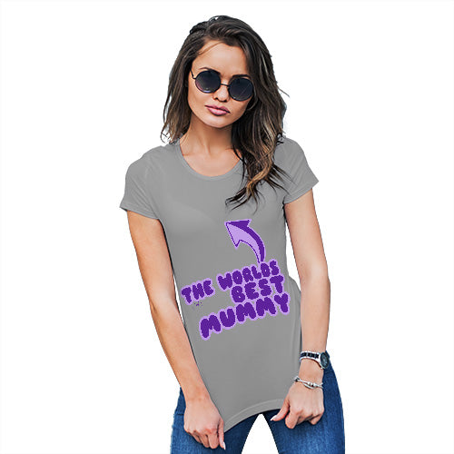 Funny T Shirts For Mum World's Best Mummy Women's T-Shirt Large Light Grey