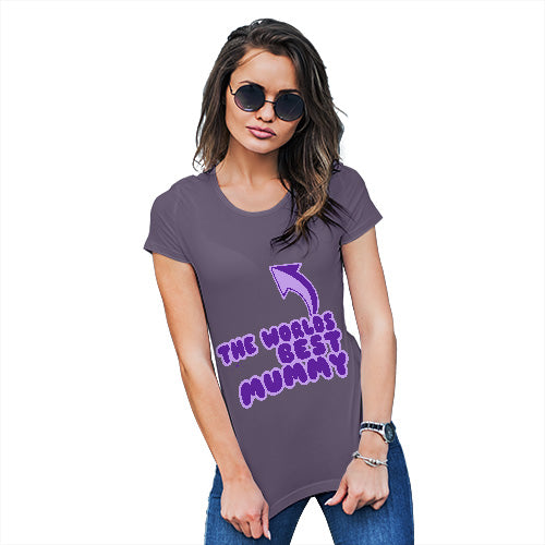 Funny Sarcasm T Shirt World's Best Mummy Women's T-Shirt Large Plum