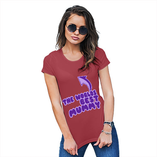 T-Shirt Funny Geek Nerd Hilarious Joke World's Best Mummy Women's T-Shirt Small Red