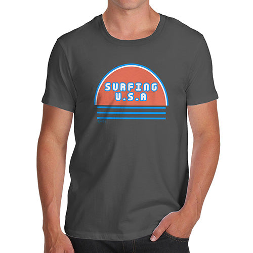 Funny T-Shirts For Men Sarcasm Surfing USA Men's T-Shirt Small Dark Grey