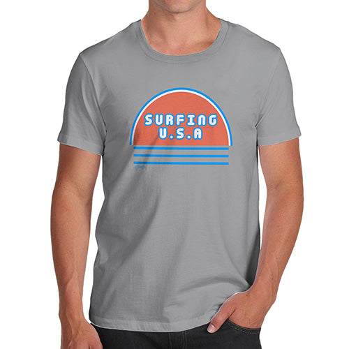 Mens Funny Sarcasm T Shirt Surfing USA Men's T-Shirt X-Large Light Grey