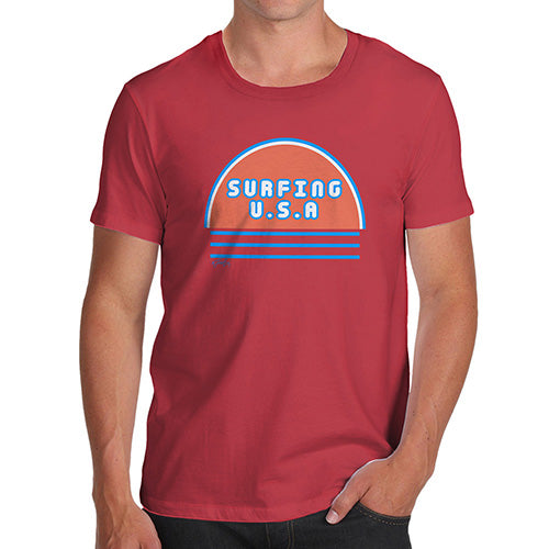 Funny T-Shirts For Men Sarcasm Surfing USA Men's T-Shirt Medium Red