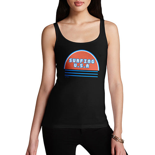 Funny Gifts For Women Surfing USA Women's Tank Top X-Large Black