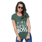 Womens Novelty T Shirt Christmas Act Like A Lady Think Like A Boss Women's T-Shirt Large Bottle Green