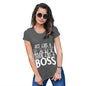 Womens Novelty T Shirt Christmas Act Like A Lady Think Like A Boss Women's T-Shirt Medium Dark Grey