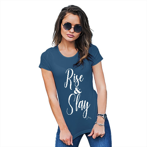 Funny T-Shirts For Women Rise And Slay Women's T-Shirt X-Large Royal Blue