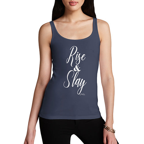 Funny Tank Top For Women Rise And Slay Women's Tank Top X-Large Navy