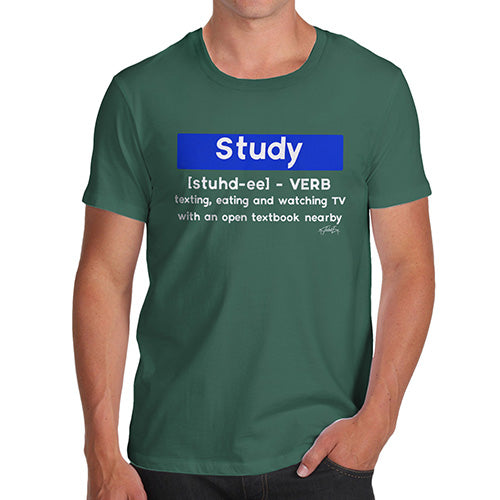 Novelty Tshirts Men Funny Definition Of Study Men's T-Shirt X-Large Bottle Green