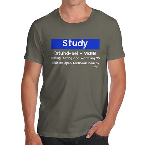 Funny Mens Tshirts Definition Of Study Men's T-Shirt Large Khaki