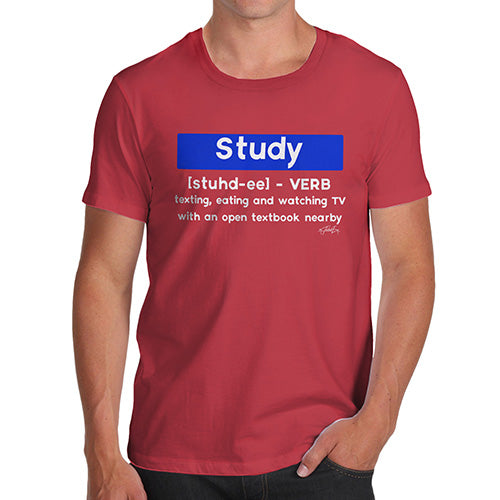 Mens T-Shirt Funny Geek Nerd Hilarious Joke Definition Of Study Men's T-Shirt Large Red