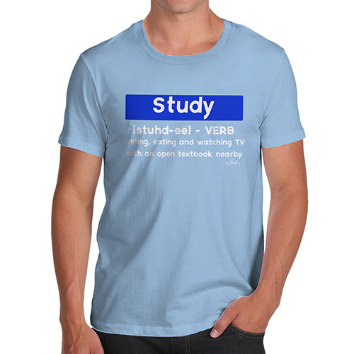 Novelty T Shirts For Dad Definition Of Study Men's T-Shirt Small Sky Blue