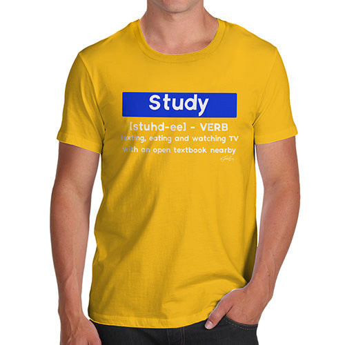 Funny T-Shirts For Guys Definition Of Study Men's T-Shirt Large Yellow