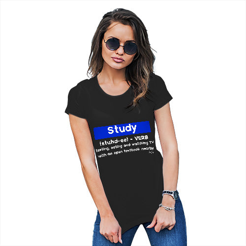 Womens T-Shirt Funny Geek Nerd Hilarious Joke Definition Of Study Women's T-Shirt X-Large Black