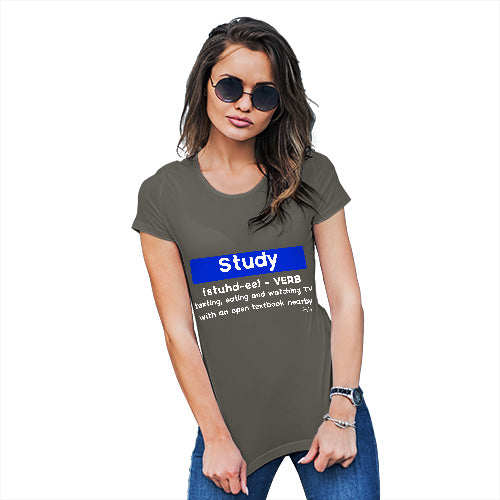 Funny T Shirts For Women Definition Of Study Women's T-Shirt X-Large Khaki