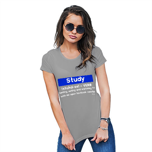 Funny T Shirts For Mom Definition Of Study Women's T-Shirt Medium Light Grey