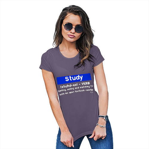 Funny Tshirts For Women Definition Of Study Women's T-Shirt X-Large Plum