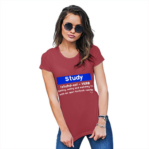 Womens Funny Sarcasm T Shirt Definition Of Study Women's T-Shirt Large Red