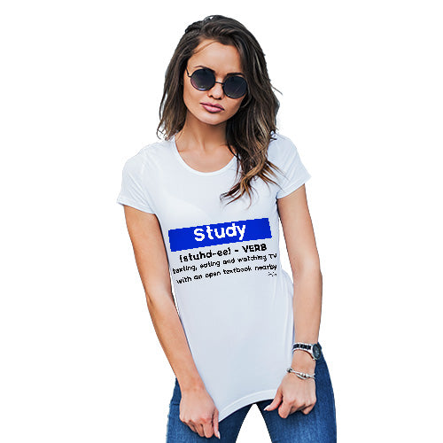 Funny T-Shirts For Women Definition Of Study Women's T-Shirt X-Large White