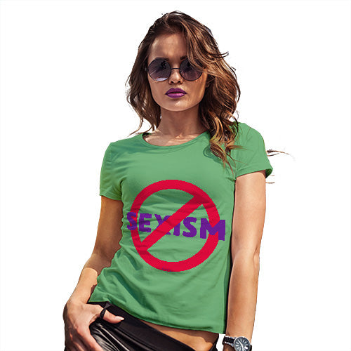 Womens Novelty T Shirt Christmas No Sexism Women's T-Shirt X-Large Green