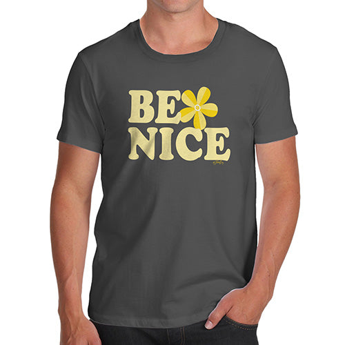 Mens Novelty T Shirt Christmas Be Nice Men's T-Shirt X-Large Dark Grey