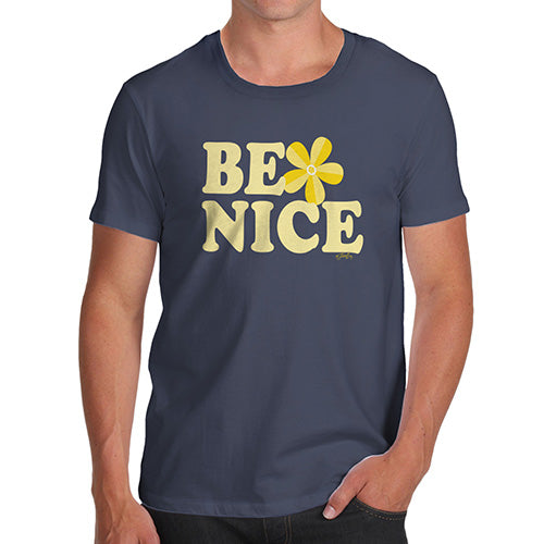 Mens Novelty T Shirt Christmas Be Nice Men's T-Shirt Medium Navy