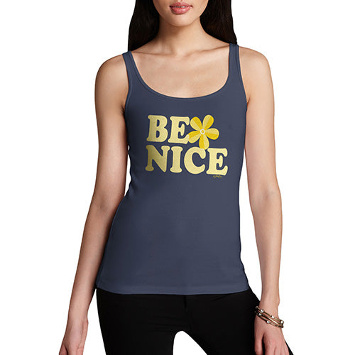 Womens Novelty Tank Top Christmas Be Nice Women's Tank Top Medium Navy