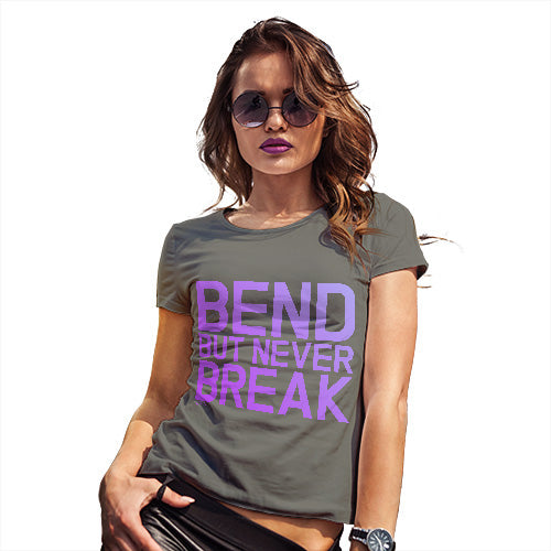 Funny T Shirts For Women Bend But Never Break Women's T-Shirt Large Khaki