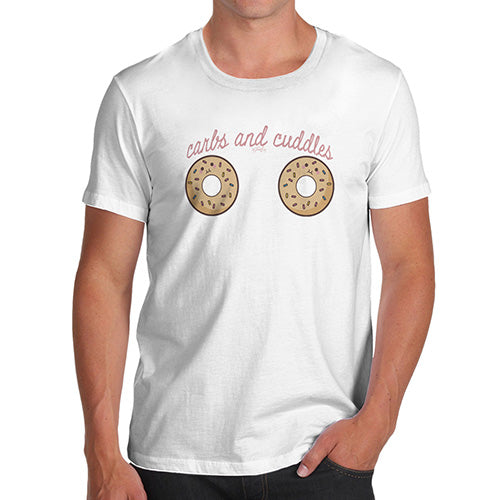 Novelty Tshirts Men Carbs And Cuddles Men's T-Shirt Medium White