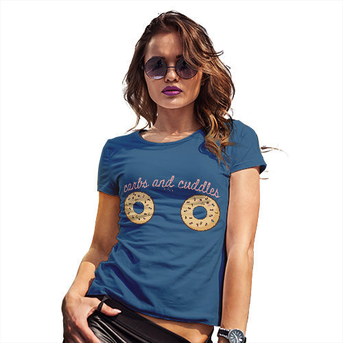 Womens Humor Novelty Graphic Funny T Shirt Carbs And Cuddles Women's T-Shirt X-Large Royal Blue