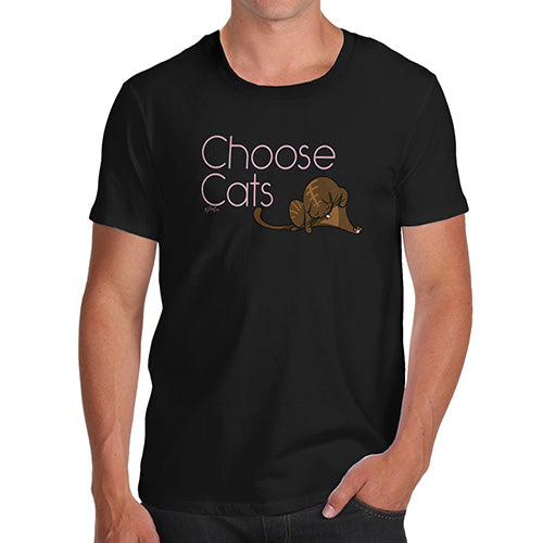 Novelty Tshirts Men Choose Cats Men's T-Shirt Large Black