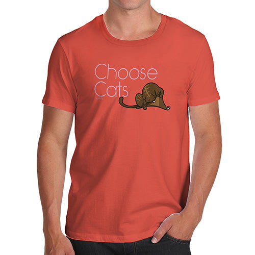 Mens Humor Novelty Graphic Sarcasm Funny T Shirt Choose Cats Men's T-Shirt X-Large Orange