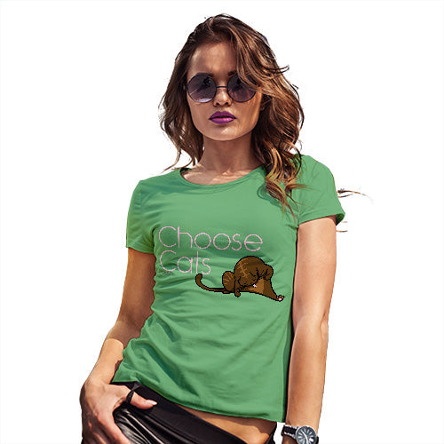 Funny Tee Shirts For Women Choose Cats Women's T-Shirt Small Green
