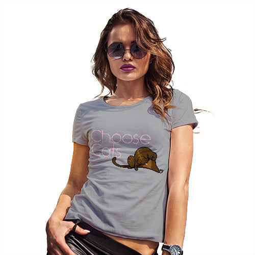 Funny Tshirts For Women Choose Cats Women's T-Shirt X-Large Light Grey