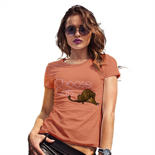Novelty Tshirts Women Choose Cats Women's T-Shirt Medium Orange