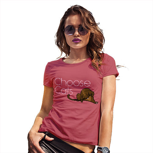 Womens Funny T Shirts Choose Cats Women's T-Shirt Small Red